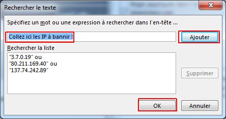spam dans outlook recherche IP scan