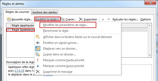 spam dans outlook recherche IP scan
