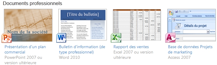 Modèles Office 2010 sur Lyon